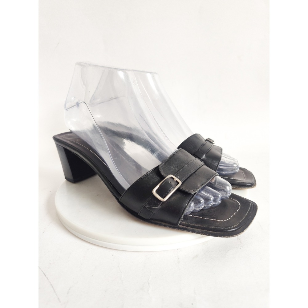 Coach Slide Sandals 6.5 90s Square Toe Heeled Block Heel Leather Preppy Designer